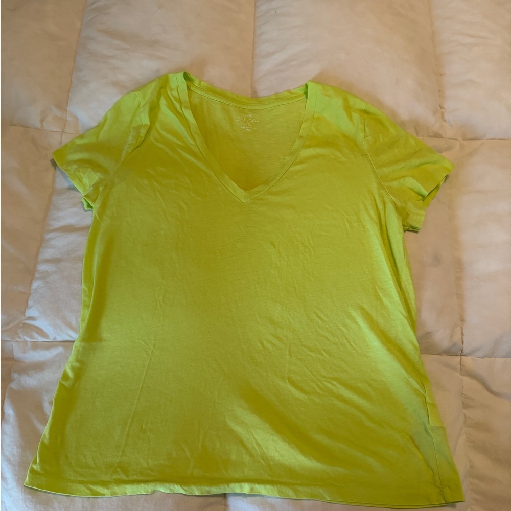J. Crew Bright Green V-Neck Short Sleeve Tee